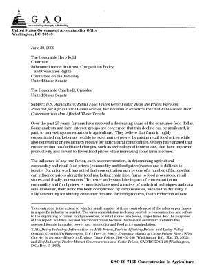 Read U.S. Agriculture: Retail Food Prices Grew Faster Than the Prices Farmers Received for Agricultural Commodities But Economic Research Has Not Been Established That Concentration Has Affected These Trends - U.S. Government Accountability Office | ePub